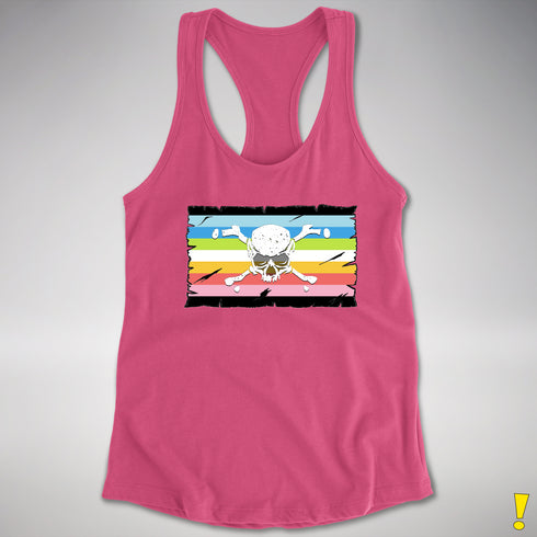 Queer Pride Pirate Flag Racerback Tank - Hot Pink